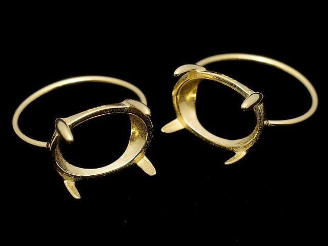 [Video] Silver925 Ring Frame (Prong Setting) Horizontal Oval 14x10mm 18KGP 1pc