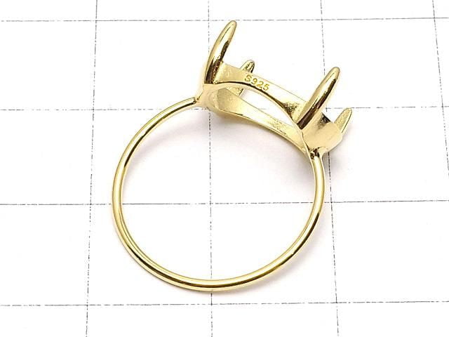 [Video] Silver925 Ring Frame (Prong Setting) Horizontal Oval 14x10mm 18KGP 1pc