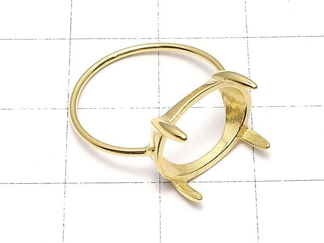 [Video] Silver925 Ring Frame (Prong Setting) Horizontal Oval 14x10mm 18KGP 1pc