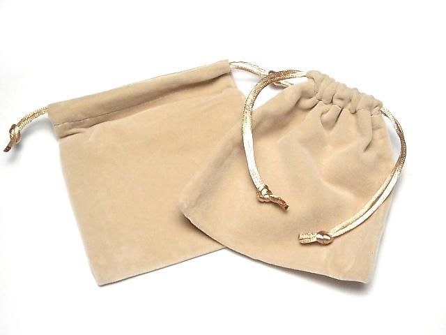 Drawstring pouch (velvet) Light Beige [corner] 1pc