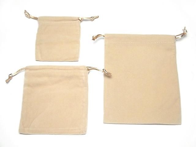 Drawstring pouch (velvet) Light Beige [corner] 1pc