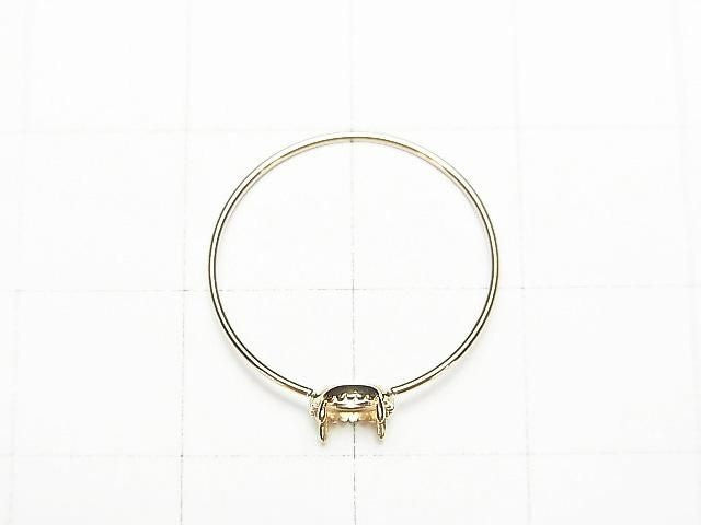 [K10 Yellow Gold] Ring Frame (Prong Setting) Round Cabochon 4mm Milgrain Finish 1pc [Japan]