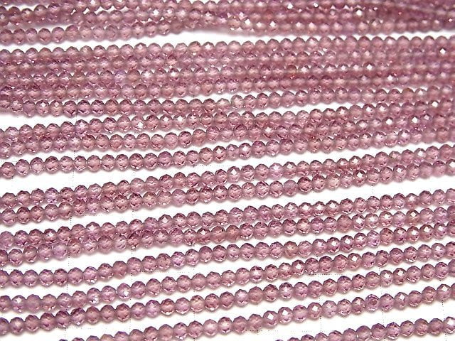 [Video]High Quality! Rhodolite Garnet AAA Faceted Round 2.5mm 1strand beads (aprx.12inch/29cm)