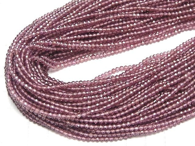 [Video]High Quality! Rhodolite Garnet AAA Faceted Round 2.5mm 1strand beads (aprx.12inch/29cm)