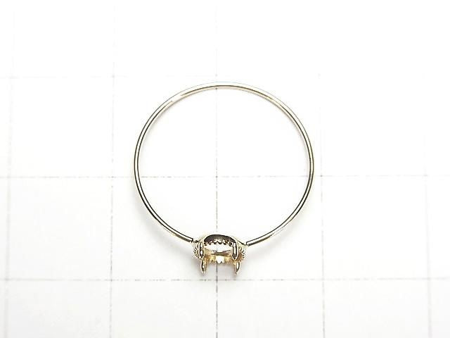 [K10 Yellow Gold] Ring Frame (Prong Setting) for Oval Cabochon 6x4mm Milgrain Finish 1pc [Japan]