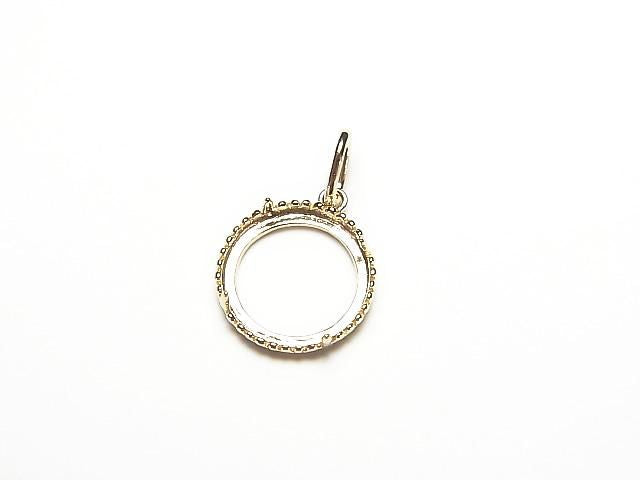 [K10 Yellow Gold] Pendant Frame (Prong Setting) for 8mm Round Cabochon Milgrain Finish 1pc [Japan]