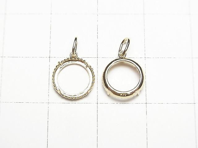 [Video][Japan][K10 Yellow Gold] Pendant Frame (Prong Setting) for Round Cabochon 8mm, Milgrain, 1pc