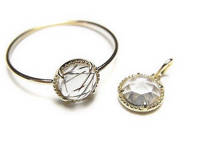 [Video][Japan][K10 Yellow Gold] Pendant Frame (Prong Setting) for Round Cabochon 8mm, Milgrain, 1pc