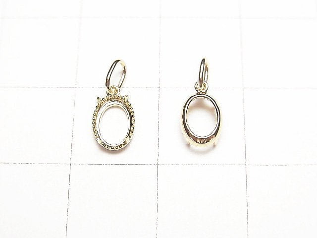 [Video][Japan][K10 Yellow Gold]Pendant Frame (Prong Setting) Oval Cabochon 6x4mm Milled 1pc