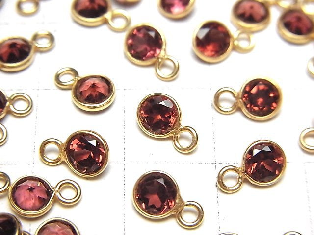 [Video]High Quality Pink Garnet AAA Bezel Setting Round Faceted 5x5mm 18KGP 5pcs