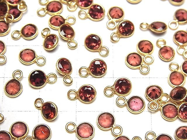 [Video]High Quality Pink Garnet AAA Bezel Setting Round Faceted 5x5mm 18KGP 5pcs