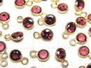 [Video]High Quality Rhodolite Garnet AAA Bezel Setting Round Faceted 5x5mm 18KGP 3pcs