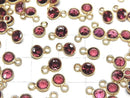 [Video]High Quality Rhodolite Garnet AAA Bezel Setting Round Faceted 5x5mm 18KGP 3pcs