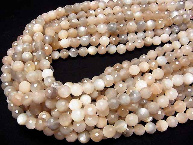 [Video] Multi-color Moonstone AA++ 128Faceted Round 7mm half or 1strand beads (aprx.15inch/37cm)