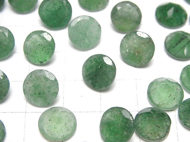 [Video]Green Aventurine AAA- Loose stone Round Faceted 10x10mm 3pcs