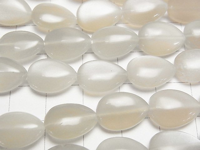 [Video]Light Gray Moonstone AAA Vertical Hole Pear shape (Smooth) 14x10mm half or 1strand beads (aprx.15inch/36cm)