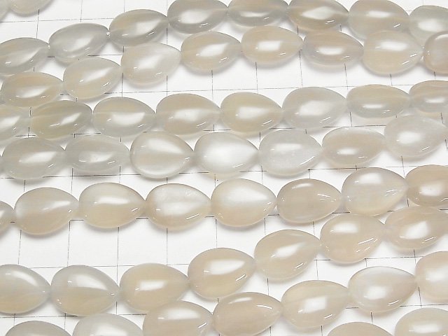 [Video]Light Gray Moonstone AAA Vertical Hole Pear shape (Smooth) 14x10mm half or 1strand beads (aprx.15inch/36cm)
