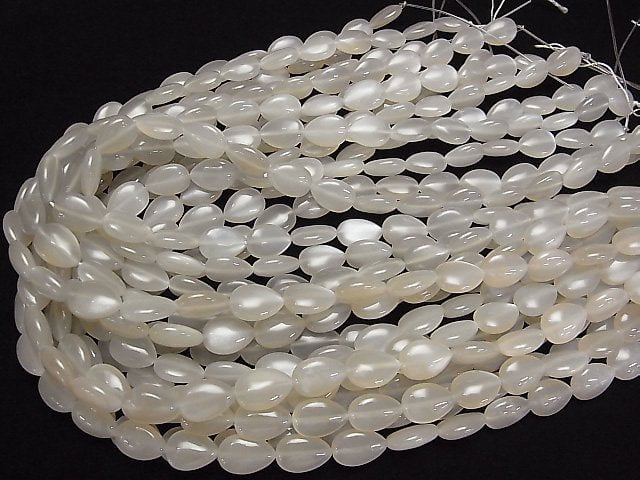 [Video]Light Gray Moonstone AAA Vertical Hole Pear shape (Smooth) 14x10mm half or 1strand beads (aprx.15inch/36cm)