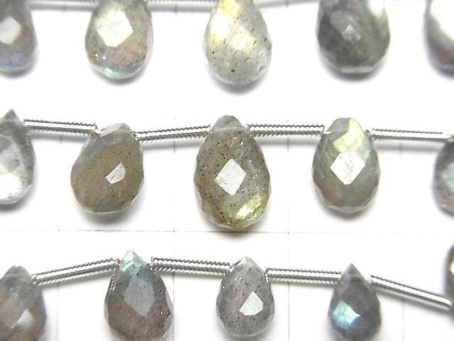 [Video]High Quality Labradorite AA++ Pear shape Faceted Briolette 1strand (12pcs )