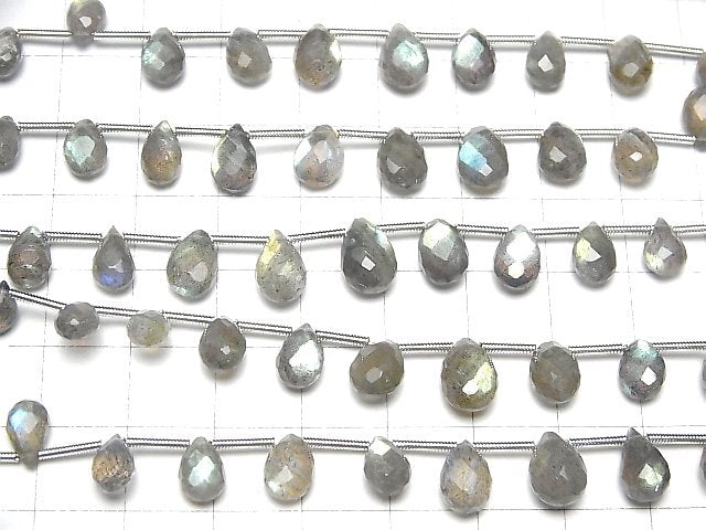 [Video]High Quality Labradorite AA++ Pear shape Faceted Briolette 1strand (12pcs )