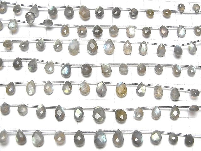 [Video]High Quality Labradorite AA++ Pear shape Faceted Briolette 1strand (12pcs )