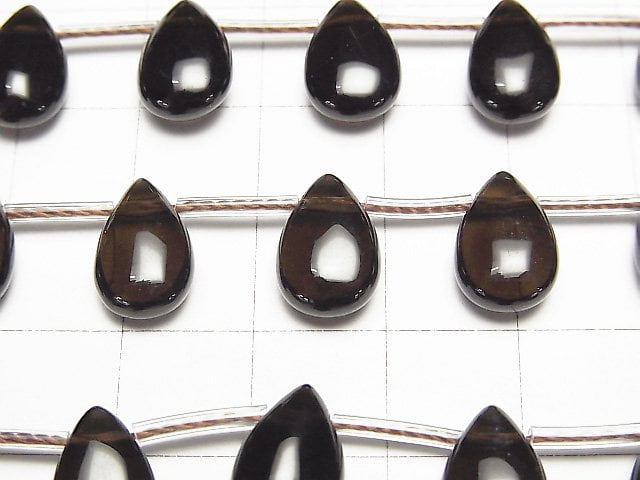 [Video]High Quality Smoky Quartz AAA Pear shape (Smooth) [10x8][12x8][14x9] Dark color 1strand (13pcs )