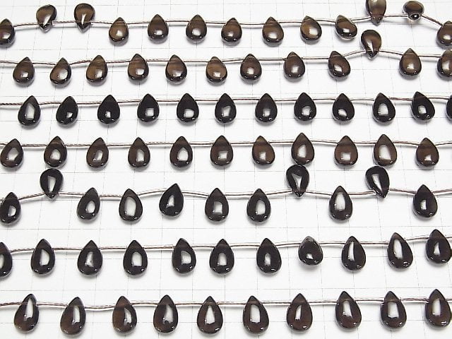 [Video]High Quality Smoky Quartz AAA Pear shape (Smooth) [10x8][12x8][14x9] Dark color 1strand (13pcs )