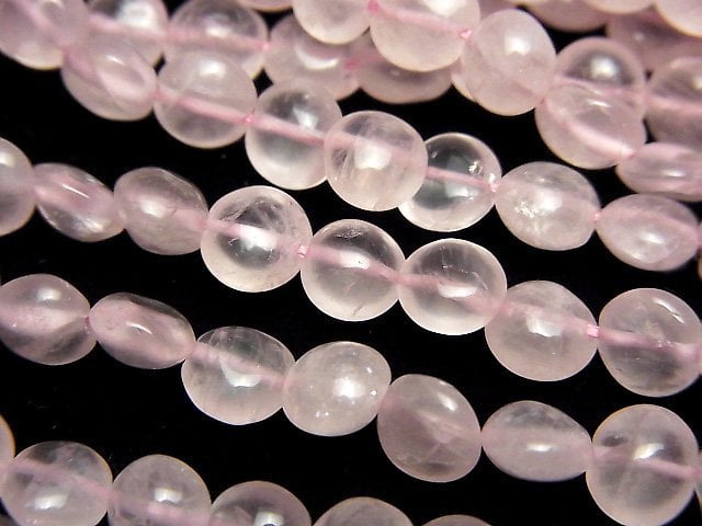 Coin, Rose Quartz Gemstone Beads