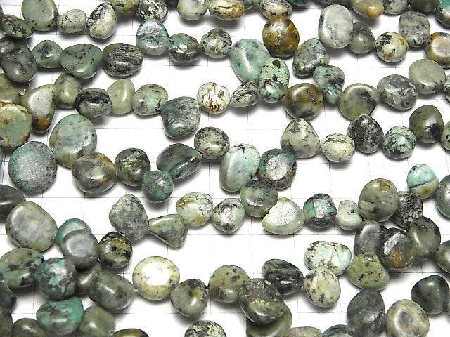 African Turquoise  Flat  Nugget  Top Side Drilled Hole  1strand beads (aprx.14inch/35cm)