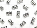 Metal Parts Rondelle (Tube) 5x5x8mm Silver (with CZ) 2pcs