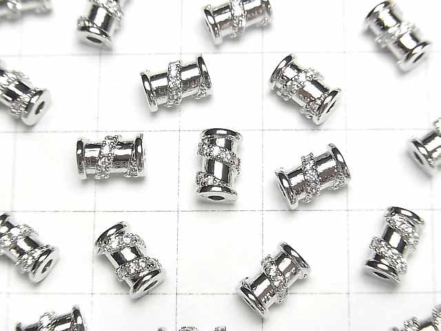 Metal Parts Roundel (Tube) 5x5x8mm Silver (with CZ) 2pcs