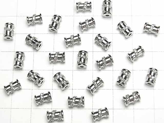 Metal Parts Roundel (Tube) 5x5x8mm Silver (with CZ) 2pcs