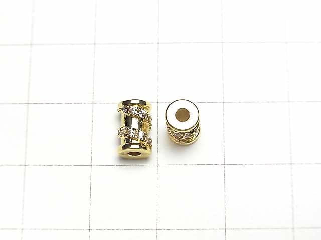 Metal Parts Roundel (Tube) 5x5x8mm Gold (with CZ) 2pcs