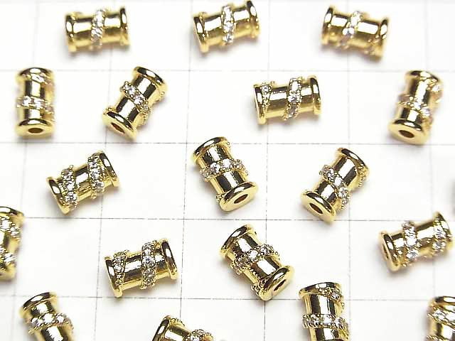 Metal Parts Roundel (Tube) 5x5x8mm Gold (with CZ) 2pcs