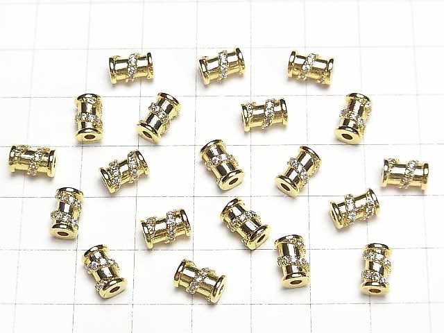 Metal Parts Roundel (Tube) 5x5x8mm Gold (with CZ) 2pcs