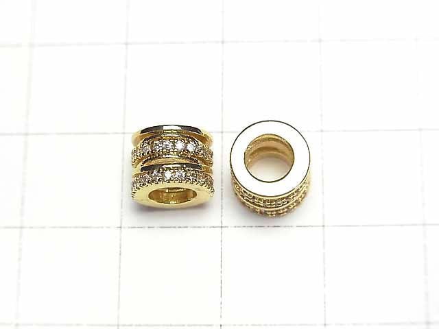 Metal parts Roundel 8x8x6mm gold (with CZ) 1pc