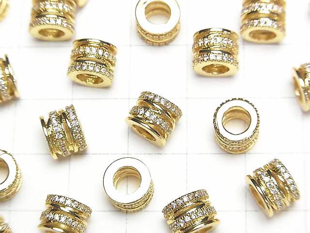 Metal parts Roundel 8x8x6mm gold (with CZ) 1pc