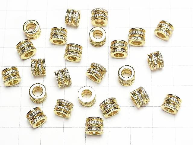 Metal parts Roundel 8x8x6mm gold (with CZ) 1pc