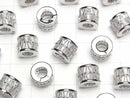 Metal parts Rondelle (Tube) 10x10x8mm Silver (with CZ) 1pc