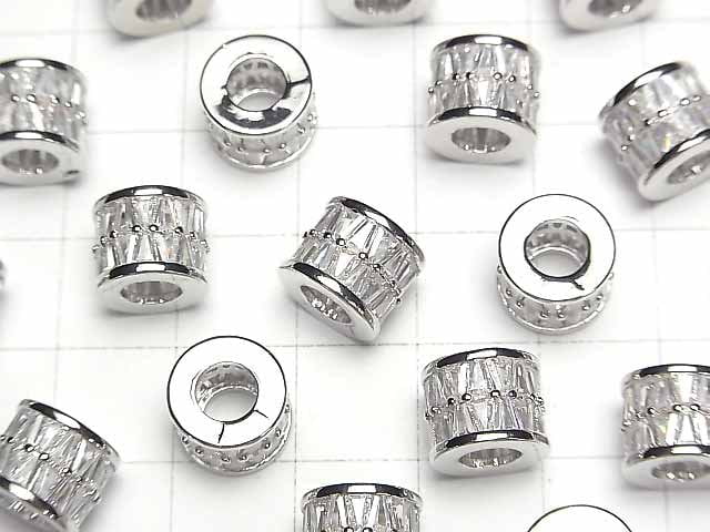 Metal parts Roundel (Tube) 10x10x8mm Silver (with CZ) 1pc