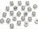 Metal parts Rondelle (Tube) 10x10x8mm Silver (with CZ) 1pc