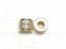 Metal Parts Rondelle (Tube) 10x10x8mm Gold (with CZ) 1pc