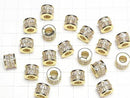 Metal Parts Rondelle (Tube) 10x10x8mm Gold (with CZ) 1pc