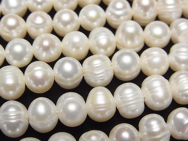 [Video] Fresh Water Pearl AA Wrinkle Potato 6-7mm White 1strand beads (aprx.13inch/33cm)