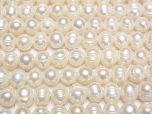 [Video] Fresh Water Pearl AA Wrinkle Potato 6-7mm White 1strand beads (aprx.13inch/33cm)