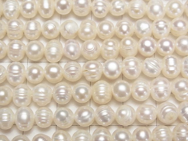 [Video] Fresh Water Pearl AA Wrinkle Potato 6-7mm White 1strand beads (aprx.13inch/33cm)