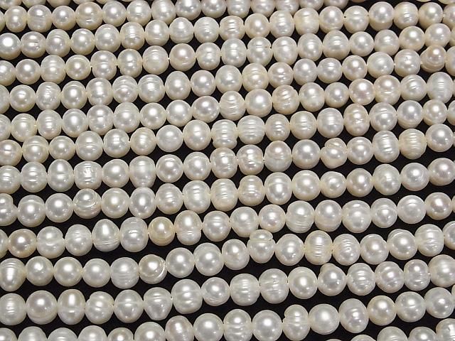 [Video] Fresh Water Pearl AA Wrinkle Potato 6-7mm White 1strand beads (aprx.13inch/33cm)