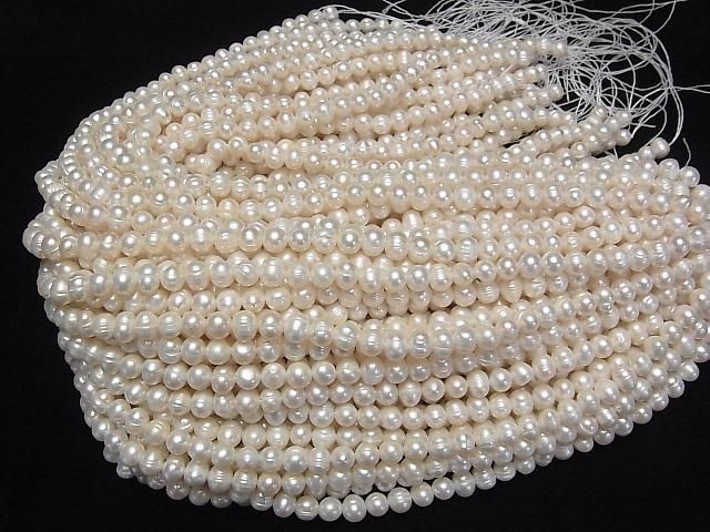 [Video] Fresh Water Pearl AA Wrinkle Potato 6-7mm White 1strand beads (aprx.13inch/33cm)