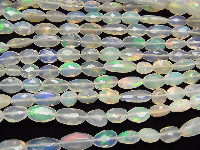 [Video]High Quality Ethiopia Opal AAA Flat Faceted Nugget half or 1strand beads (aprx.15inch/38cm)