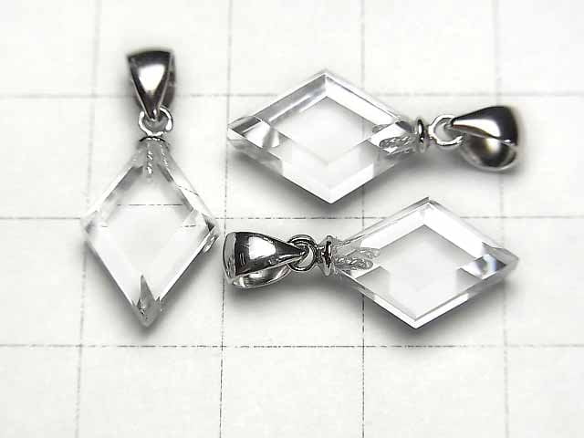 [Video]High Quality Crystal AAA Diamond Shape Pendant 14x10mm Silver925